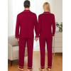 image:imageSWOMOG Couple Matching Pajamas Set Christmas Pajamas Long Sleeve Button Down Pj Set Festival Party Xmas SleepwearWine Red
