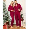 image:imageSWOMOG Couple Matching Pajamas Set Christmas Pajamas Long Sleeve Button Down Pj Set Festival Party Xmas SleepwearWine Red