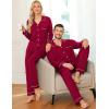 image:imageSWOMOG Couple Matching Pajamas Set Christmas Pajamas Long Sleeve Button Down Pj Set Festival Party Xmas SleepwearWine Red