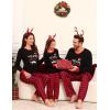 image:imageSWOMOG Couple Matching Pajamas Set Christmas Pajamas Long Sleeve Button Down Pj Set Festival Party Xmas SleepwearZblack Merry Christmas