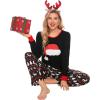 image:imageSWOMOG Couple Matching Pajamas Set Christmas Pajamas Long Sleeve Button Down Pj Set Festival Party Xmas SleepwearZchristmas Hat