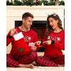 image:imageSWOMOG Couple Pajama Set Christmas Matching Family Long Sleeve Pj Set Xmas Printed Sleepwear MenampWomen Plaid Pant with Pocket