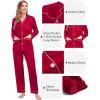 image:imageSWOMOG Couples Matching Pajamas Set Women amp Men Satin Long Sleeve Sleepwear Soft Button Down Pj Set Silk LoungewearA  Reda