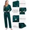 image:imageSWOMOG Couples Matching Pajamas Set Women amp Men Satin Long Sleeve Sleepwear Soft Button Down Pj Set Silk LoungewearDeep Green