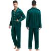 image:imageSWOMOG Couples Matching Pajamas Set Women amp Men Satin Long Sleeve Sleepwear Soft Button Down Pj Set Silk LoungewearDeep Green