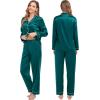image:imageSWOMOG Couples Matching Pajamas Set Women amp Men Satin Long Sleeve Sleepwear Soft Button Down Pj Set Silk LoungewearGreen