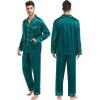 image:imageSWOMOG Couples Matching Pajamas Set Women amp Men Satin Long Sleeve Sleepwear Soft Button Down Pj Set Silk LoungewearGreen