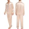 image:imageSWOMOG Couples Matching Pajamas Sets Women amp Men Silk Satin Long Sleeve Button Down Sleepwear 2 Pcs Classic LoungewearChampagne
