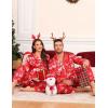 image:imageSWOMOG Couples Matching Pajamas Sets Women amp Men Silk Satin Long Sleeve Button Down Sleepwear 2 Pcs Classic LoungewearChristmas Red