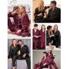image:imageSWOMOG Couples Matching Pajamas Sets Women amp Men Silk Satin Long Sleeve Button Down Sleepwear 2 Pcs Classic LoungewearDeep Wine Red