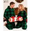 image:imageSWOMOG Couples One Piece Pajamas Sets Christmas Men amp Women Fleece Winter Loungewear ZipUp Jumpsuit with Pockets PjsBig Plaid Black and Green