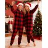 image:imageSWOMOG Couples One Piece Pajamas Sets Christmas Men amp Women Fleece Winter Loungewear ZipUp Jumpsuit with Pockets PjsBlack and Red Plaid