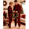 image:imageSWOMOG Couples One Piece Pajamas Sets Christmas Men amp Women Fleece Winter Loungewear ZipUp Jumpsuit with Pockets PjsBlack and Red Plaid