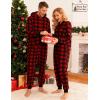 image:imageSWOMOG Couples One Piece Pajamas Sets Christmas Men amp Women Fleece Winter Loungewear ZipUp Jumpsuit with Pockets PjsRed Grid