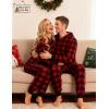 image:imageSWOMOG Couples One Piece Pajamas Sets Christmas Men amp Women Fleece Winter Loungewear ZipUp Jumpsuit with Pockets PjsRed Grid