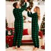 image:imageSWOMOG Couples One Piece Pajamas Sets Christmas Men amp Women Fleece Winter Loungewear ZipUp Jumpsuit with Pockets PjsSmall Plaid Black and Green