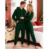 image:imageSWOMOG Couples One Piece Pajamas Sets Christmas Men amp Women Fleece Winter Loungewear ZipUp Jumpsuit with Pockets PjsSmall Plaid Black and Green