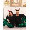 image:imageSWOMOG Couples Pajama Set Long Sleeve and Plaid Pants with Pockets Pjs Soft Sleepwear Lounge SetBlack  Green Plaid