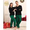 image:imageSWOMOG Couples Pajama Set Long Sleeve and Plaid Pants with Pockets Pjs Soft Sleepwear Lounge SetBlack  Green Plaid