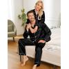 image:imageSWOMOG Couples Pajamas Sets Silk Satin Long Sleeve Sleepwear Button Down Loungewear Pjs Set Classic Pajama SXXLBlack