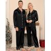 image:imageSWOMOG Couples Pajamas Sets Silk Satin Long Sleeve Sleepwear Button Down Loungewear Pjs Set Classic Pajama SXXLBlack
