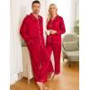 image:imageSWOMOG Couples Pajamas Sets Silk Satin Long Sleeve Sleepwear Button Down Loungewear Pjs Set Classic Pajama SXXLRed
