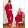 image:imageSWOMOG Couples Pajamas Sets Silk Satin Long Sleeve Sleepwear Button Down Loungewear Pjs Set Classic Pajama SXXLRed
