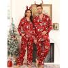 image:imageSWOMOG Couples Pajamas Sets Silk Satin Long Sleeve Sleepwear Button Down Loungewear Pjs Set Classic Pajama SXXLRed Christmas