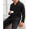 image:imageSWOMOG Couples Pajamas Womens ampMens Matching Pajamas Set Silk Satin Pj Set Long Sleeve Button Down Sleepwear 2 Pcs LoungewearBlack