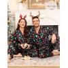 image:imageSWOMOG Couples Pajamas Womens ampMens Matching Pajamas Set Silk Satin Pj Set Long Sleeve Button Down Sleepwear 2 Pcs LoungewearBlack Chirstmas Pattern