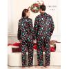 image:imageSWOMOG Couples Pajamas Womens ampMens Matching Pajamas Set Silk Satin Pj Set Long Sleeve Button Down Sleepwear 2 Pcs LoungewearBlack Chirstmas Pattern