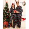 image:imageSWOMOG Couples Pajamas Womens ampMens Matching Pajamas Set Silk Satin Pj Set Long Sleeve Button Down Sleepwear 2 Pcs LoungewearBlack Chirstmas Pattern