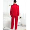 image:imageSWOMOG Couples Pajamas Womens ampMens Matching Pajamas Set Silk Satin Pj Set Long Sleeve Button Down Sleepwear 2 Pcs LoungewearBright Red