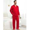 image:imageSWOMOG Couples Pajamas Womens ampMens Matching Pajamas Set Silk Satin Pj Set Long Sleeve Button Down Sleepwear 2 Pcs LoungewearBright Red