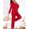image:imageSWOMOG Couples Pajamas Womens ampMens Matching Pajamas Set Silk Satin Pj Set Long Sleeve Button Down Sleepwear 2 Pcs LoungewearBright Red