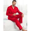 image:imageSWOMOG Couples Pajamas Womens ampMens Matching Pajamas Set Silk Satin Pj Set Long Sleeve Button Down Sleepwear 2 Pcs LoungewearBright Red