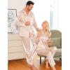 image:imageSWOMOG Couples Pajamas Womens ampMens Matching Pajamas Set Silk Satin Pj Set Long Sleeve Button Down Sleepwear 2 Pcs LoungewearChampagne