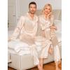 image:imageSWOMOG Couples Pajamas Womens ampMens Matching Pajamas Set Silk Satin Pj Set Long Sleeve Button Down Sleepwear 2 Pcs LoungewearChampagne
