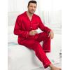 image:imageSWOMOG Couples Pajamas Womens ampMens Matching Pajamas Set Silk Satin Pj Set Long Sleeve Button Down Sleepwear 2 Pcs LoungewearDark Red