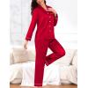 image:imageSWOMOG Couples Pajamas Womens ampMens Matching Pajamas Set Silk Satin Pj Set Long Sleeve Button Down Sleepwear 2 Pcs LoungewearDark Red