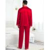 image:imageSWOMOG Couples Pajamas Womens ampMens Matching Pajamas Set Silk Satin Pj Set Long Sleeve Button Down Sleepwear 2 Pcs LoungewearDark Red