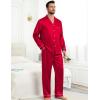 image:imageSWOMOG Couples Pajamas Womens ampMens Matching Pajamas Set Silk Satin Pj Set Long Sleeve Button Down Sleepwear 2 Pcs LoungewearDark Red