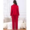 image:imageSWOMOG Couples Pajamas Womens ampMens Matching Pajamas Set Silk Satin Pj Set Long Sleeve Button Down Sleepwear 2 Pcs LoungewearDark Red