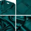 image:imageSWOMOG Couples Pajamas Womens ampMens Matching Pajamas Set Silk Satin Pj Set Long Sleeve Button Down Sleepwear 2 Pcs LoungewearDeep Green