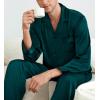 image:imageSWOMOG Couples Pajamas Womens ampMens Matching Pajamas Set Silk Satin Pj Set Long Sleeve Button Down Sleepwear 2 Pcs LoungewearDeep Green