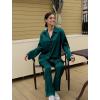 image:imageSWOMOG Couples Pajamas Womens ampMens Matching Pajamas Set Silk Satin Pj Set Long Sleeve Button Down Sleepwear 2 Pcs LoungewearDeep Green