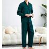 image:imageSWOMOG Couples Pajamas Womens ampMens Matching Pajamas Set Silk Satin Pj Set Long Sleeve Button Down Sleepwear 2 Pcs LoungewearDeep Green