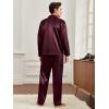 image:imageSWOMOG Couples Pajamas Womens ampMens Matching Pajamas Set Silk Satin Pj Set Long Sleeve Button Down Sleepwear 2 Pcs LoungewearDeep Wine Red