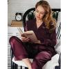 image:imageSWOMOG Couples Pajamas Womens ampMens Matching Pajamas Set Silk Satin Pj Set Long Sleeve Button Down Sleepwear 2 Pcs LoungewearDeep Wine Red