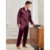 image:imageSWOMOG Couples Pajamas Womens ampMens Matching Pajamas Set Silk Satin Pj Set Long Sleeve Button Down Sleepwear 2 Pcs LoungewearDeep Wine Red